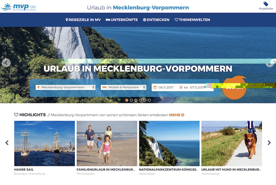 Relaunch des Portals „www.mvp.de – Urlaub in Mecklenburg-Vorpommern“